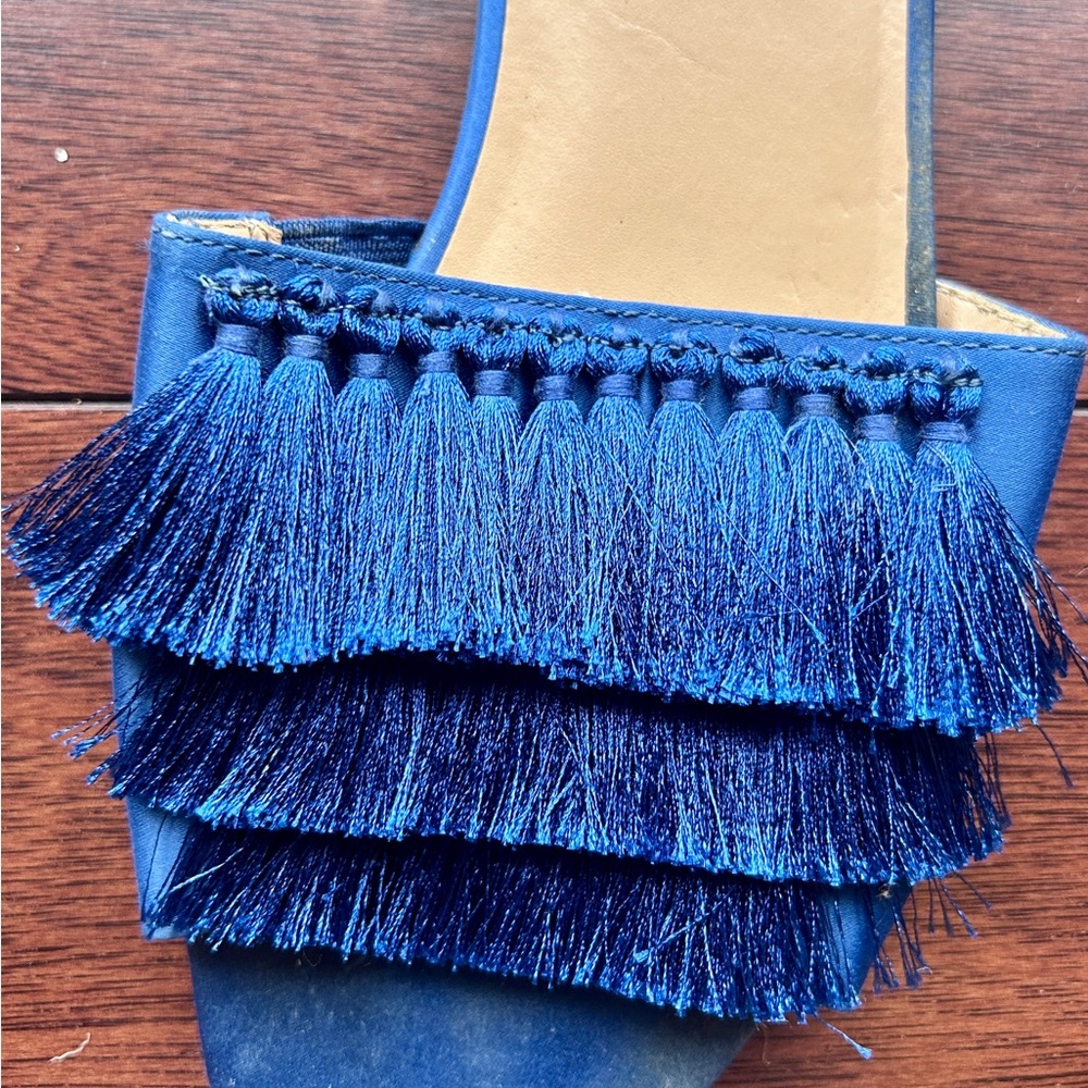 A New Day Benetta Blue Fringe Slide Mules - Picture 4 of 5